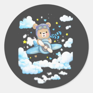 Adesivo Urso Teddy Piloto Avião Fofo