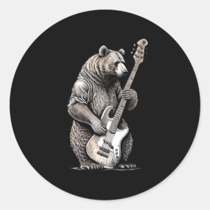 Adesivo Urso Tocando Bass Guitar Bear Música Guitarrista