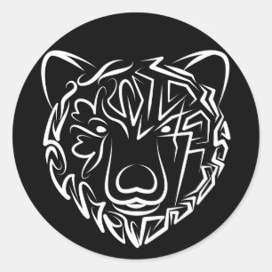 Adesivo Urso Tribal Negro e Branco