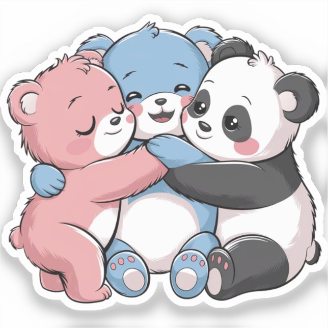 Adesivo Ursos de Teddy Bonitos com Panda (Frente)