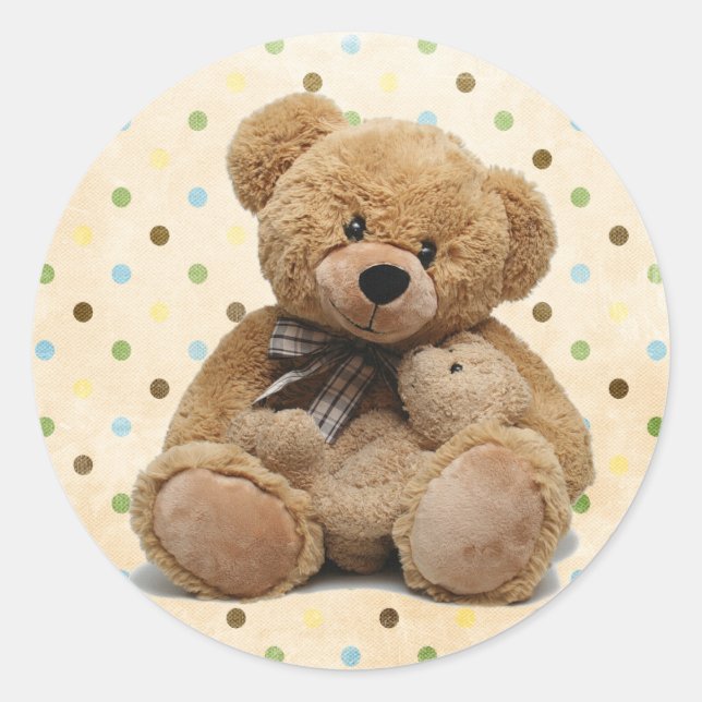 Adesivo Ursos De Teddy Castanho Nas Bolinhas (Frente)
