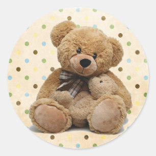 Adesivo Ursos De Teddy Castanho Nas Bolinhas