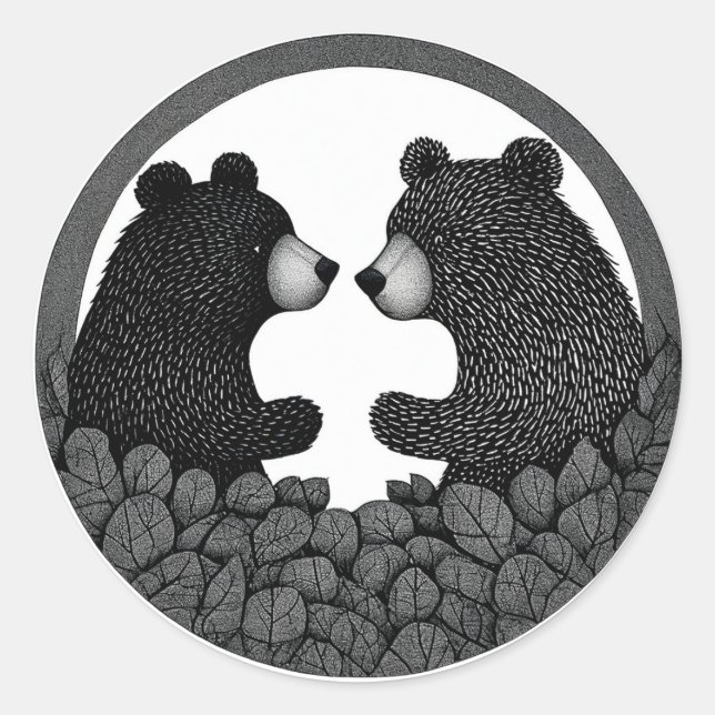 Adesivo 🐻 Ursos Negros Natureza Selvagem Floresta Calma O (Frente)