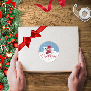 Adesivo Ursos Polares Adoráveis Com Natal Vermelho