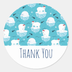 Adesivo Ursos Polares Bonitos em Santa Hats, Padrão de Na