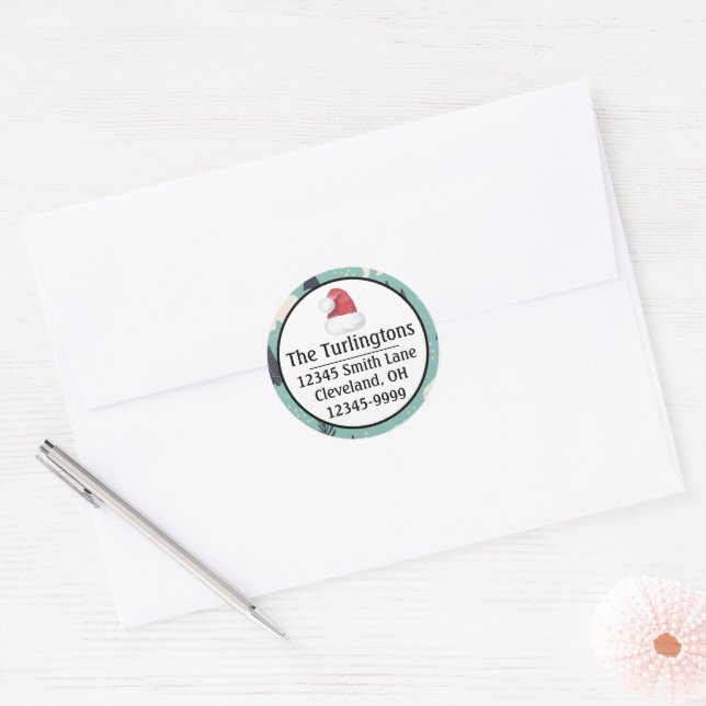 Adesivo Ursos Polares desenhados à mão Endereço de Retorno (Envelope)