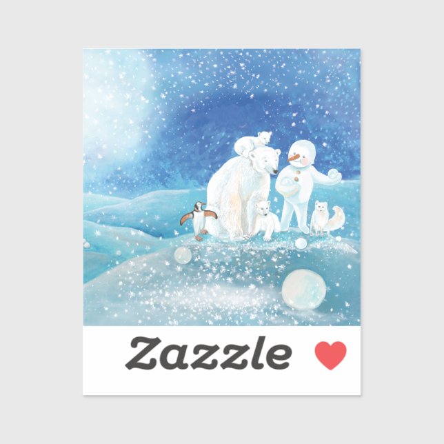 Adesivo Ursos Polares, Raposa Polar, Pinguim Imperador e H (Folha)