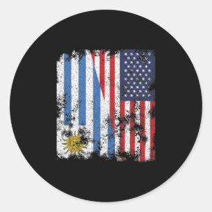 Adesivo Uruguai USA Flag - Half American