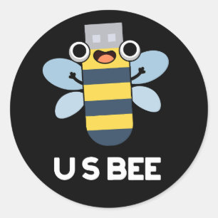 Adesivo US Bee Engraçado USB Trocadilho Técnico Fundo Escu