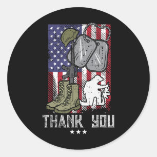 Adesivo US Flag Boots Gun Helmet Tag Soldier Obrigado Mem