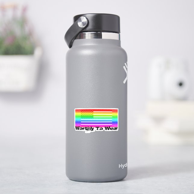 Adesivo US Flag Rainbow - Digno de Veste (HidroFlask)