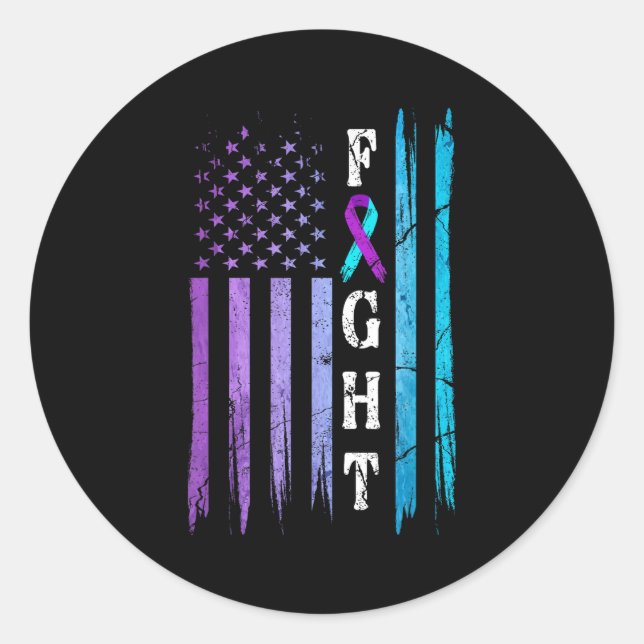 Adesivo Us Flag Suicide Prevention Awareness Fight Wear Pu (Frente)