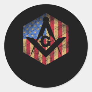 Adesivo US Mason Flag Square e Compass Masonic Shiner