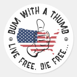 Adesivo USA American Bum Com O polegar Live Free Morte Fre