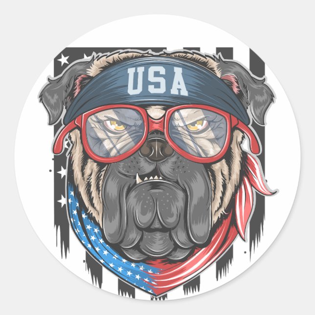 Adesivo USA American Patriotic Dog (Frente)