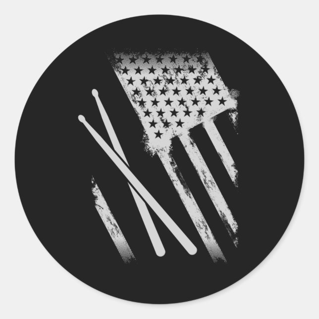 Adesivo USA Drumsticks American Flag Patriotic Drummer (Frente)