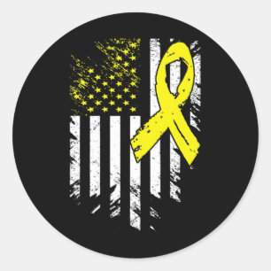 Adesivo USA Flag Chilhood Cancer Awarness Family Support (