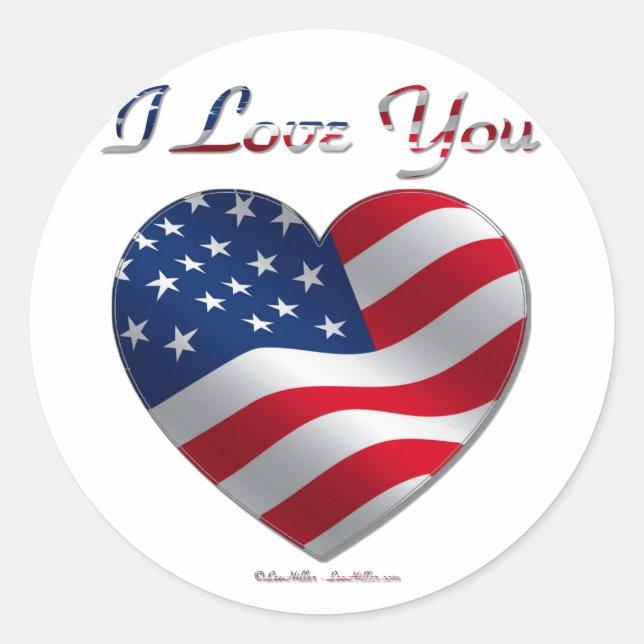 Adesivo USA Flag Heart I Love You (Frente)