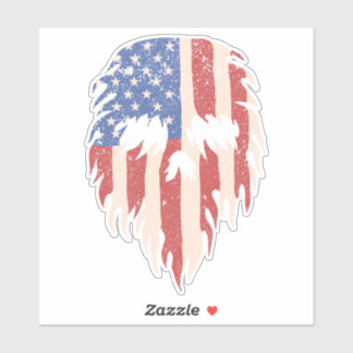 Adesivo USA Flag Skull Beard | Distressed Patriotic Design