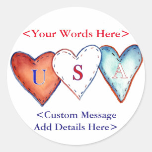 Adesivo USA Hearts Custom Design Sticker Labels ou Decals