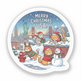 Adesivo USA Holiday Cats – Cute Meowy Christmas Sticker