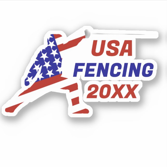Adesivo USA Patriotic Fencing En Garde Sports (Frente)