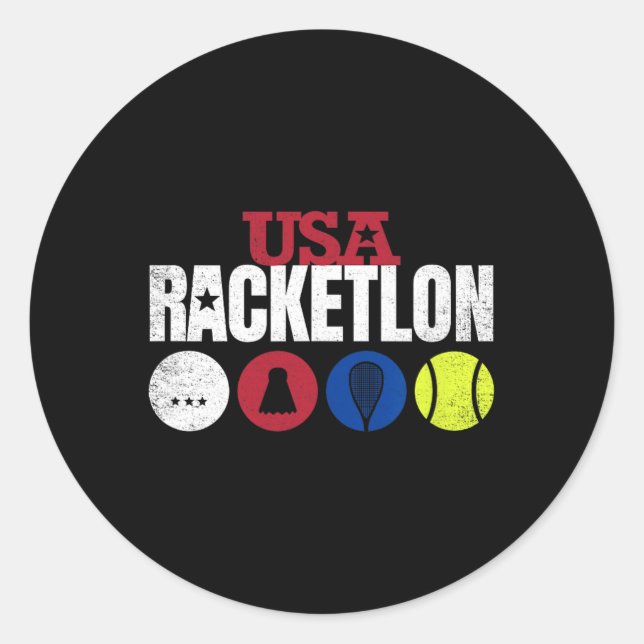 Adesivo Usa Racketlon - Mesa de Badminton Squash Tenn (Frente)