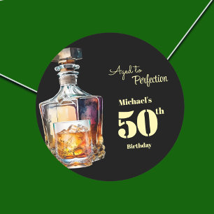 Adesivo Uscado à Perfeição Whiskey de Aniversário de 50 an