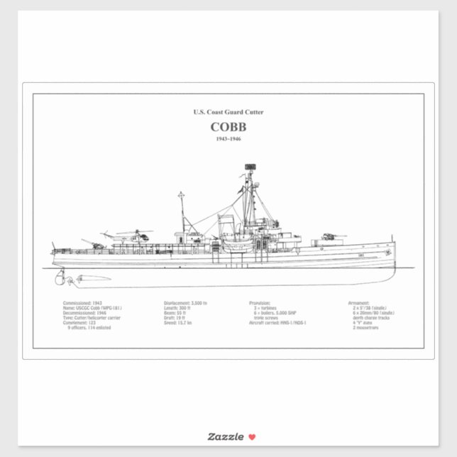 Adesivo USCGC Cobb wpg-181 - BD (Folha)