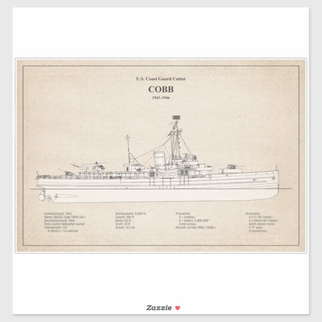 Adesivo USCGC Cobb wpg-181 - SBD (Folha)