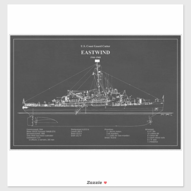 Adesivo USCGC Eastwind wagb-279 - ABD (Folha)