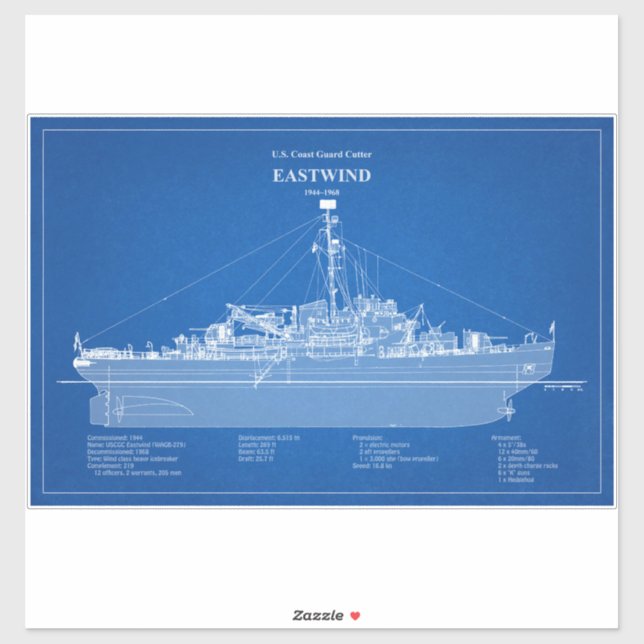Adesivo USCGC Eastwind wagb-279 - ABD (Folha)