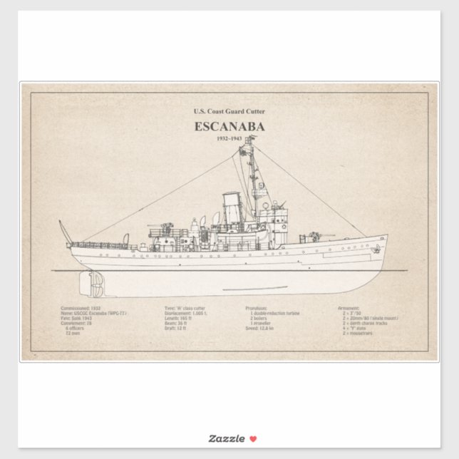 Adesivo USCGC Escanaba wpc-77 - SBD (Folha)