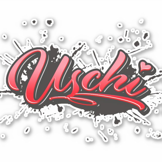 Adesivo Uschi red Heart Graffiti Aufkleber Sticker (Frente)