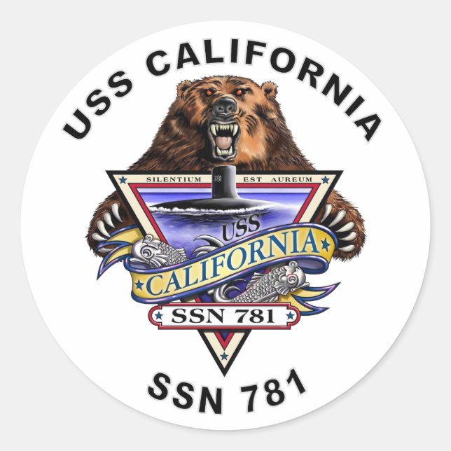 Adesivo USS California SSN 781 Navio Crest (Frente)