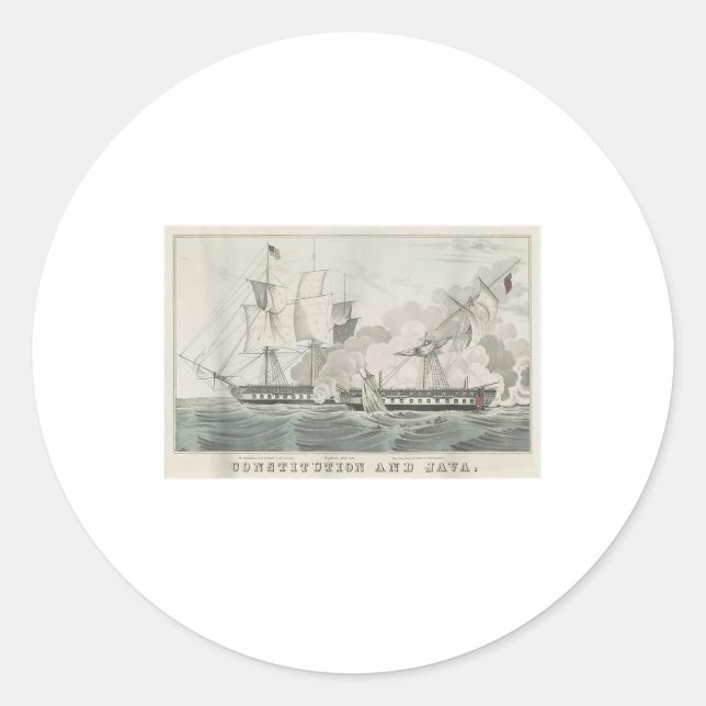 Adesivo Uss Constituição &amp; Hms Java Naval Batalha Illu (Frente)