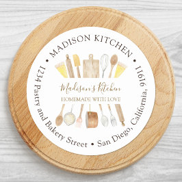 Adesivo Utensílios de Cozinha Aquarela Endereço de Devoluç