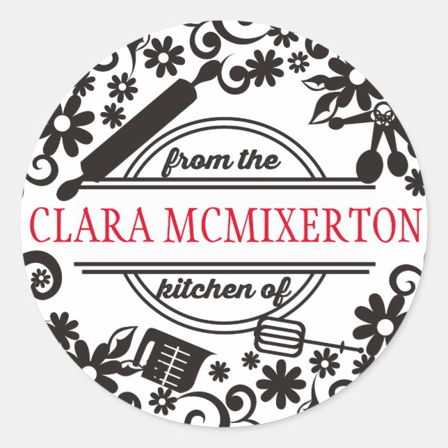 Adesivo utensílios de cozinhar para assar flores da cozinh (Frente)