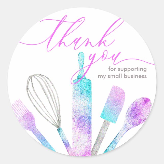 Adesivo Utensílios de padaria de pastelaria obrigado (Frente)