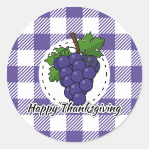 Adesivo Uva na Xadrez Violeta - Feliz Ação de Graças