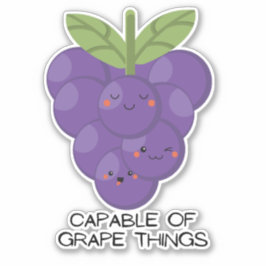 Adesivo Uvas de fruta engraçadas kawaii para laptop