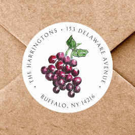 Adesivo Uvas Tinta de Vinho Antigo Desenhadas à Mão Endere