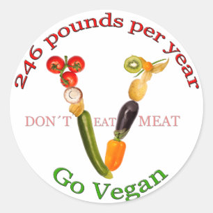 Adesivo "V" com slogan do vegetariano
