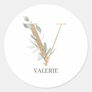 Adesivo V Monograma Floral Personalizado