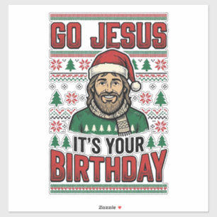 Adesivo Vá Jesus Camisa Vintage de Natal de Aniversário