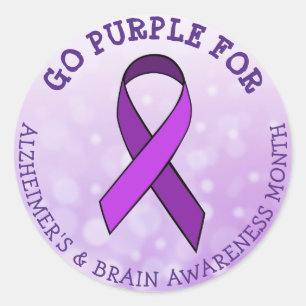 Adesivo Vá roxo para o Mês de Consciência do Alzheimer e d