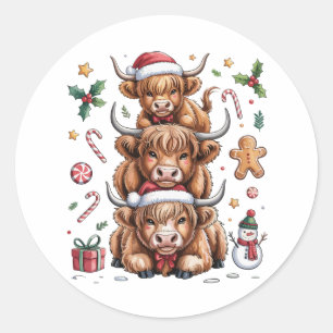 Adesivo Vaca Alta da Terra Natal de Natal Aconchegante Inv