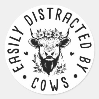 Adesivo Vaca Bastante - Facilmente Distraída Por Vacas