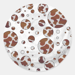 Adesivo Vaca Brown das bolinhas e impressão branco