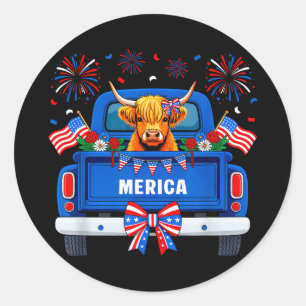 Adesivo Vaca das Terras Altas 4 de julho bandeira american